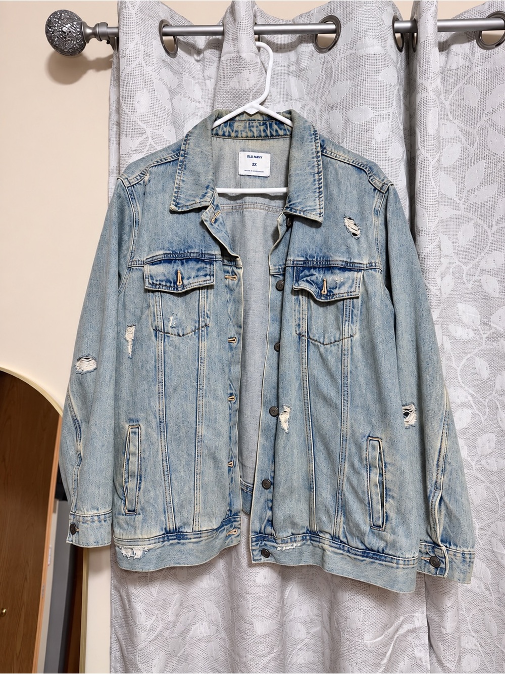 Old Navy Light Blue Distressed Men’s Denim Jacket